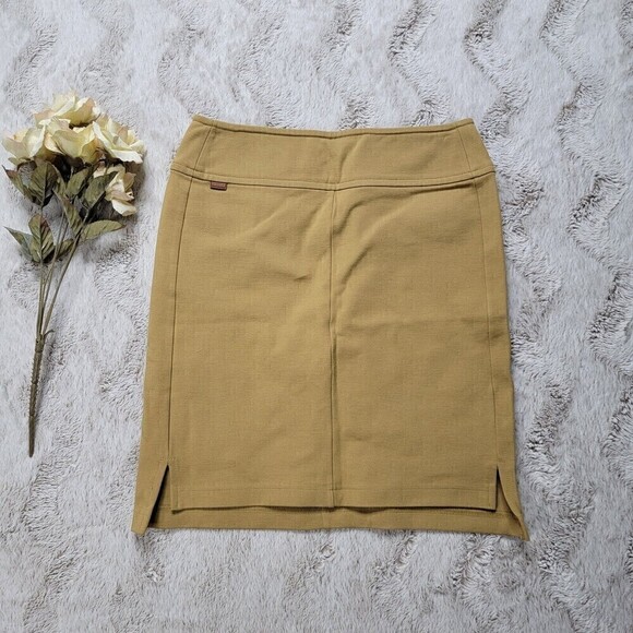 Lacoste Khaki Tan Straight Skirt Viscose Blend Size 34 - Picture 1 of 9